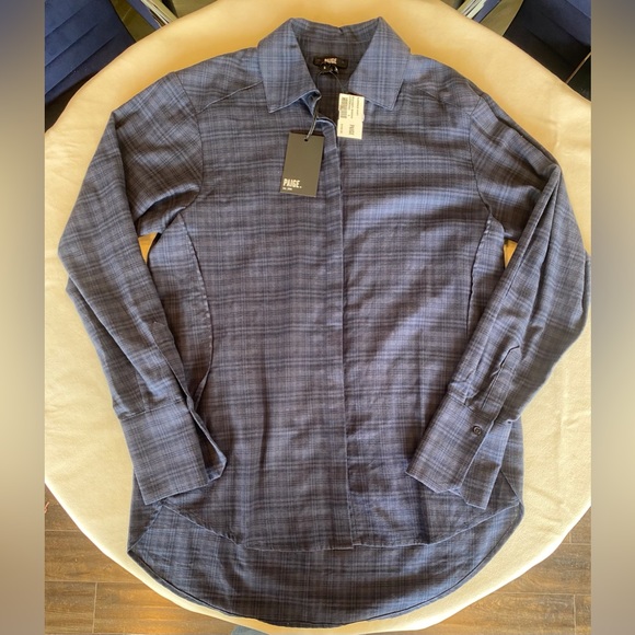 PAIGE Tops - NWT Paige Clemence Rich Navy Flannel Shirt